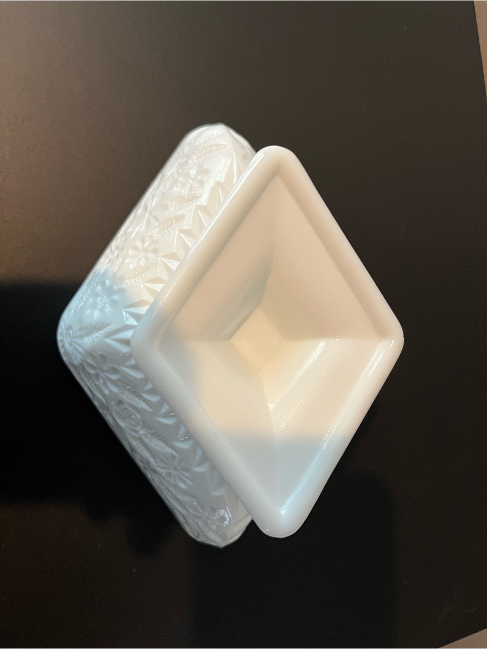 Vintage Indiana Milk Glass, Floral Footed Dish - Picture 3 of 6